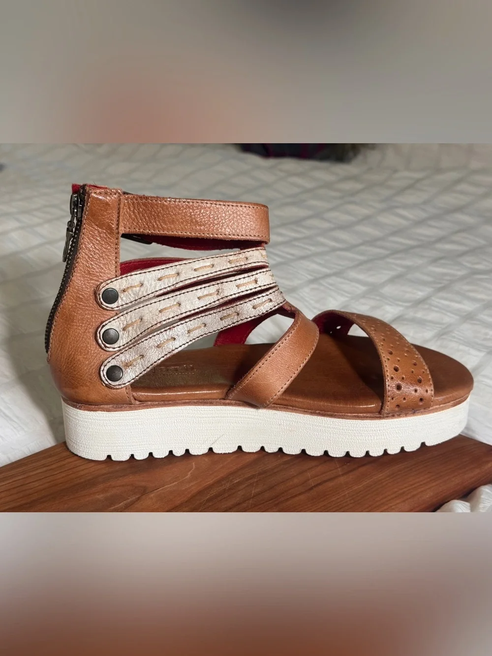 BED|STU Artemia Leather Strappy Gladiator Platform Sandals Size 8.5 NWT